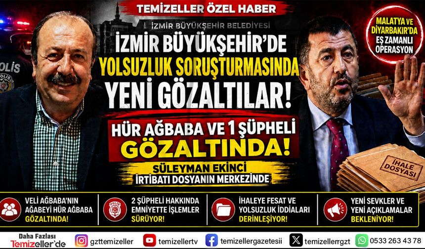 İZMİR BÜYÜKŞEHİR BELEDİYESİ SORUŞTURMASINDA VELİ AĞBABA'NIN AĞABEYİ HÜR AĞBABA GÖZALTINA ALINDI
