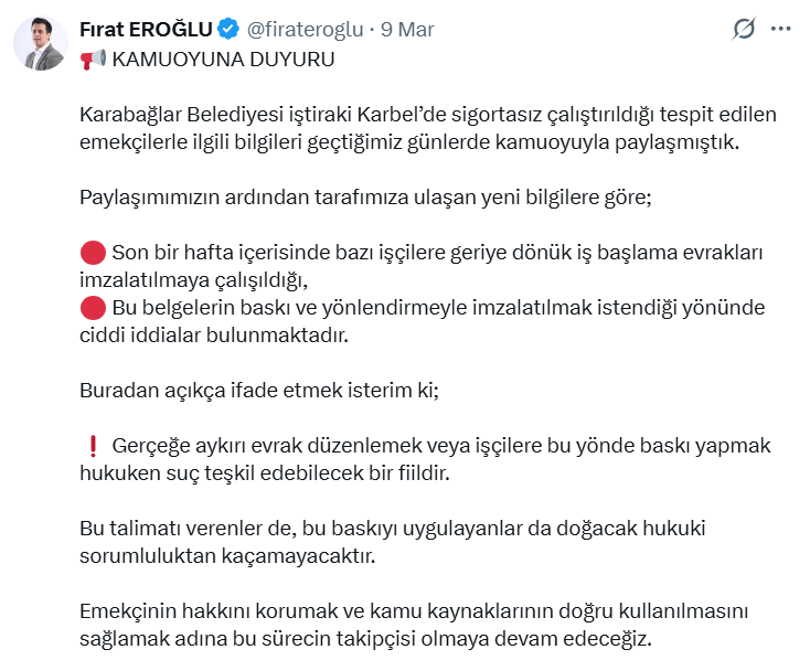 Karabağlar Beledi̇yesi̇ Si̇gortasiz İşçi̇ Çaliştirmiş! (1)